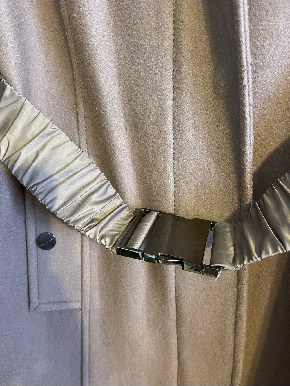 Kenneth Cole New York Taupe Quilted-Sleeve Trench Coat with Faux Fur Trim - Picture 2 of 10